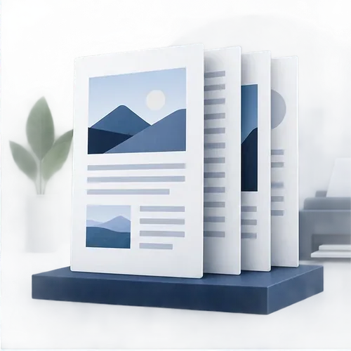 Стопка аккуратно подготовленных страниц PDF для чтения и печати